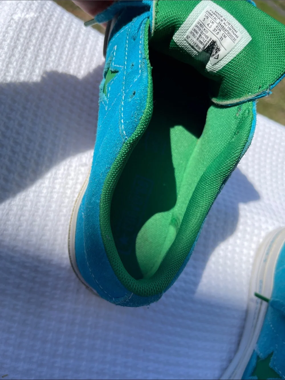 Converse Kids Teal Blue Suede Moccasins Size: 5 (23 cm) Leather